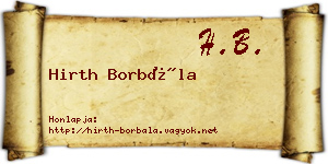 Hirth Borbála névjegykártya
