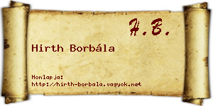 Hirth Borbála névjegykártya
